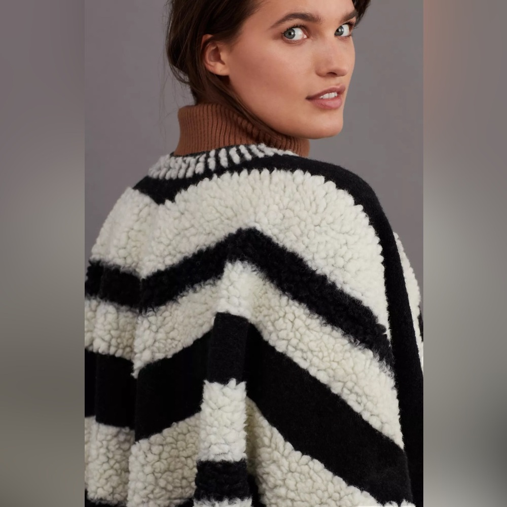 Anthropologie Sherpa Striped Cardigan, O/S - Picture 4 of 10